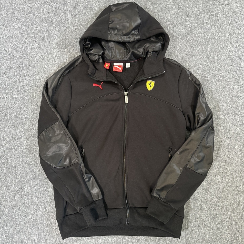 Puma Scuderia Ferrari Hooded Softshell Jacket Black Full Zip Mens Small